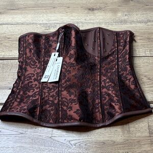 Elegant Brown and Black Corset by Charmain Size XXL NWT